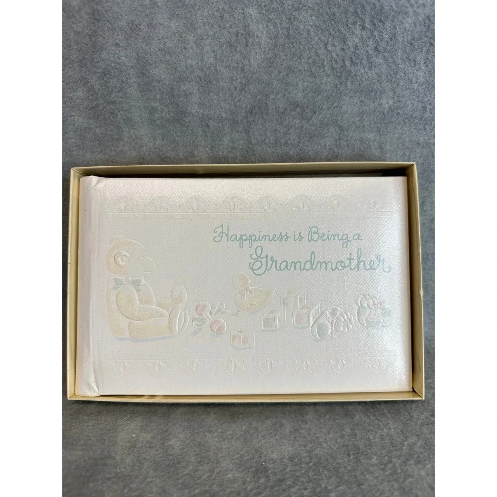 VTG C R Gibson Baby Photo Album Memory Book Happiness is Being a Grandmother New